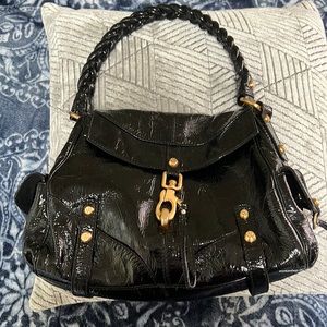 Leather shoulder bag with side pockets, Fransico Biasia